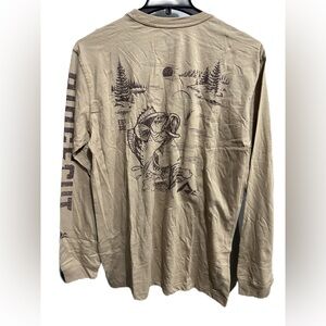 Ridgecut Men's Big & Tall Fishing Logo Long-Sleeve T-Shirt Tan NWT Size LT